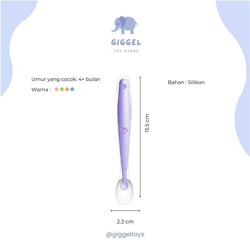 [ Giggel ] Sendok Bayi Silikon / Colorfull Baby Spoon BFA Free / Baby Safety Spoon