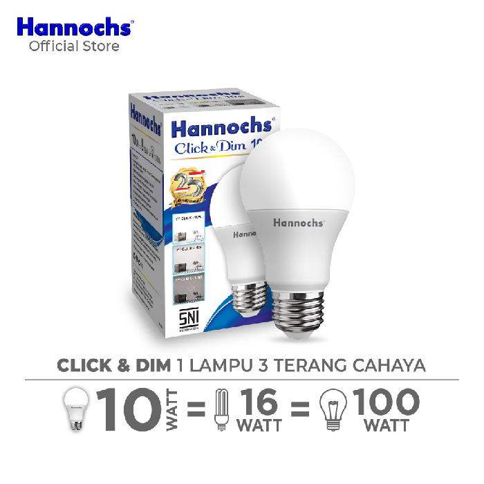 Lampu Hannochs LED Click &amp; Dim - 10 watt - 3 tingkat kecerahan - Cahaya Putih