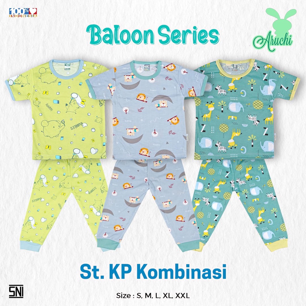 PROMO 3 PSG BUNDLE ARUCHI CHEETAH / HANAMI / BALOON / AECHA / CLOUD / HUNTER SERIES setelan PIYAMA PENDEK CELANA PANJANG anak SAFARI / SEALIFE S M L XL XXL baju bayi baju anak BAJU TIDUR ANAK