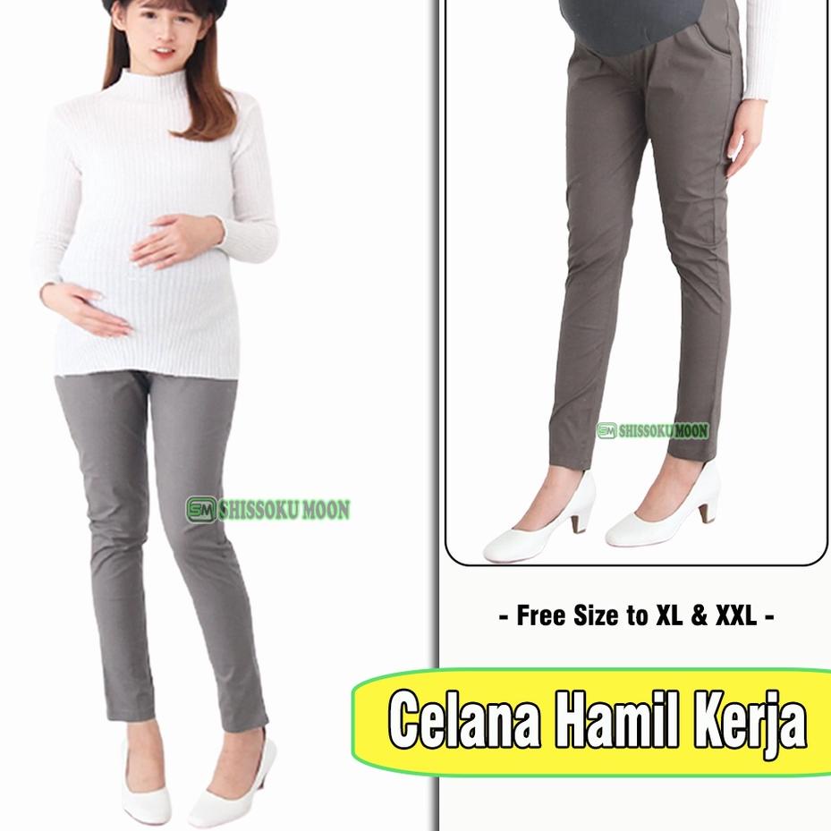 ❁ Celana Hamil Kerja Bahan Katun Adem Dengan Kaos Perut ✯