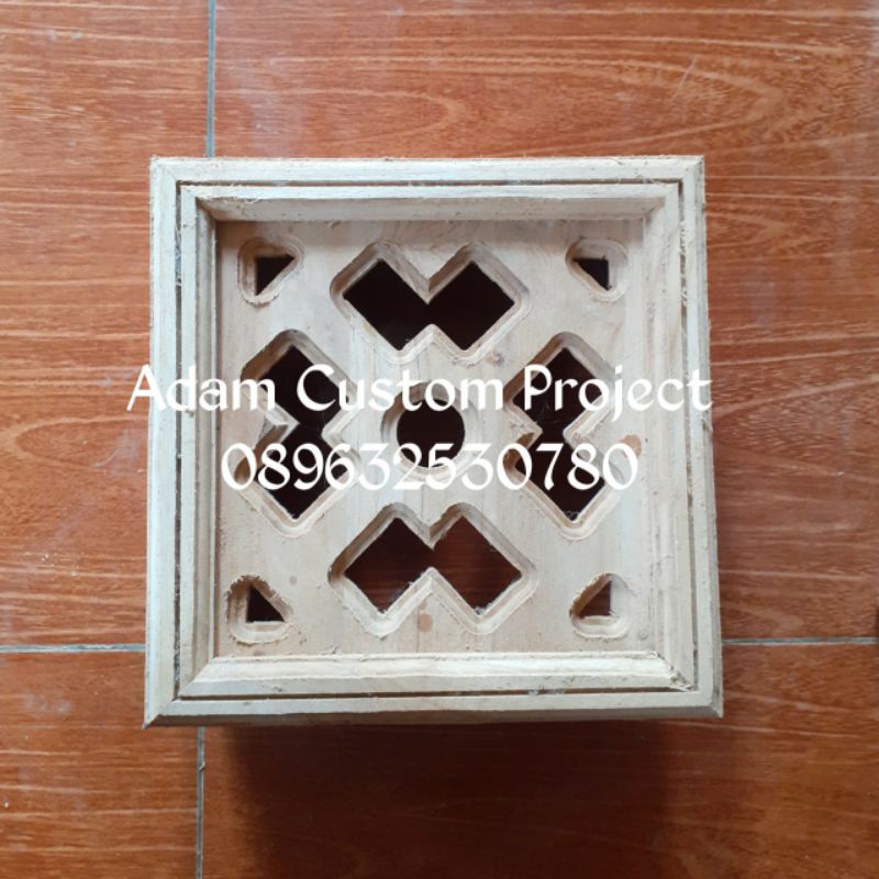 Ukir + Lis Isian Loster Kayu Jati Motif Minimalis