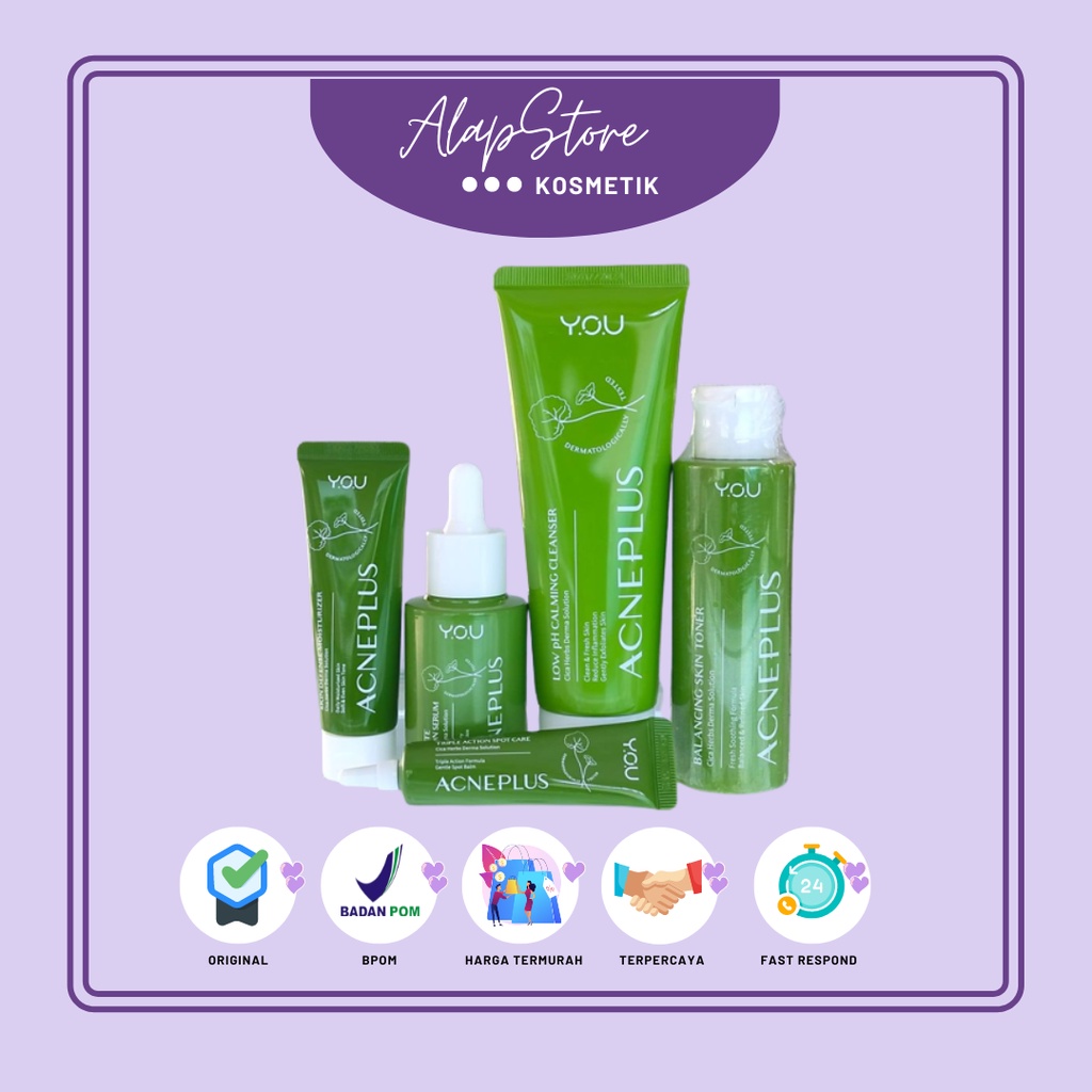 You Acneplus Bundle | Exfoliating Toner, Acne Spot, Moisturizer, Hy Amino Anti Acne Facial Wash | Serum Jerawat Obat Totol