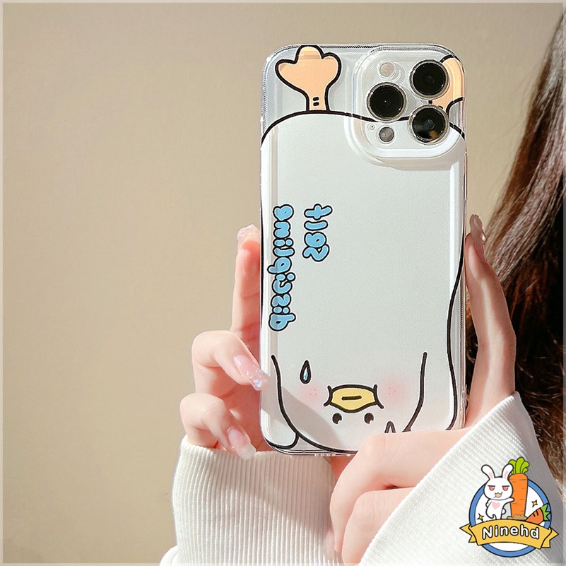 Casing Kompatibel Untuk Iphone14 13 12 11 Pro Max X Xr Xs Max IPhone 8 7 6 6s Plus SE 2020 Bebek Lucu Bening Space Phone Case Silikon Lembut Bumper Debu Shock Full Cover Pelindung