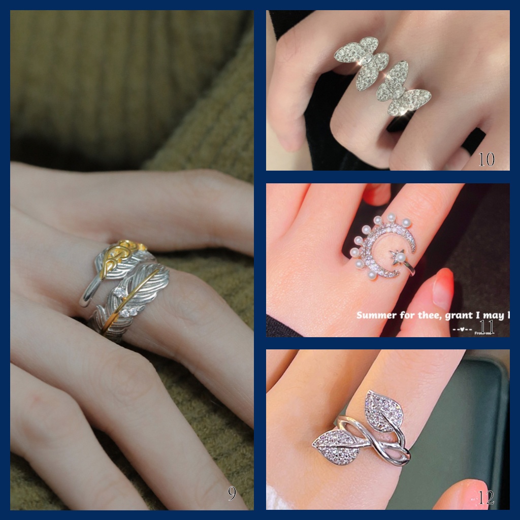 Goldkingdom Aksesoris Perhiasan Fashion Ready Stock Industri Berat Ringan Mewah Multi-layer Berliku Berlian Bertatahkan Cincin Ular Niche Desain Cincin