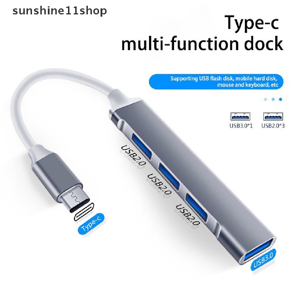 Sho USB C HUB 3.0 Tipe C 3.1 4port Multi Splitter Adapter OTG Untuk Komputer PC N