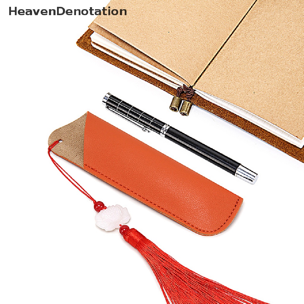 [HeavenDenotation] Pu Leather Pencil Case Tas Penyimpanan Pulpen Sekolah Lucu Pen Case Kawaii Pen Pelindung Lengan Kecil Sign Pen Cover Leather Case Hadiah HDV