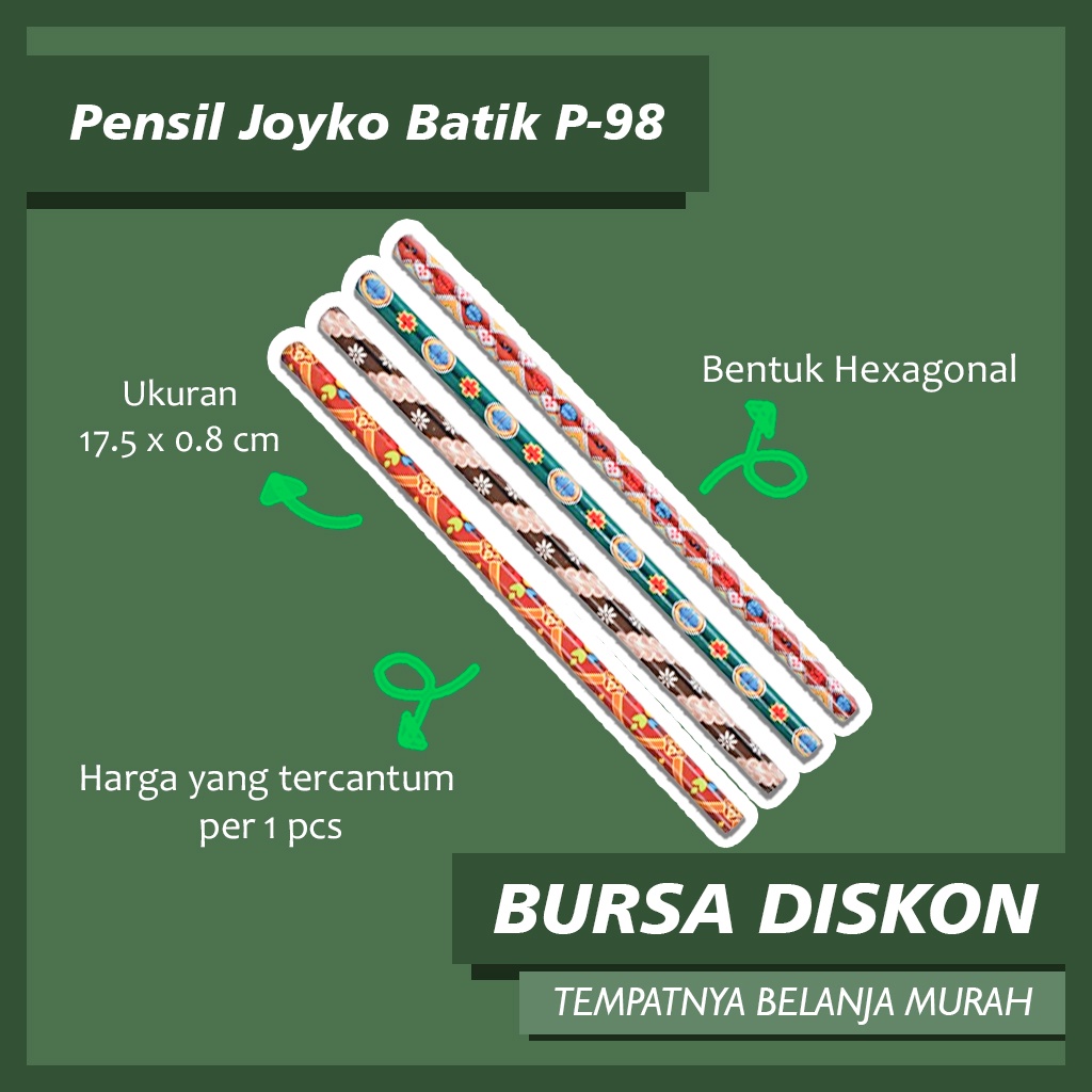 

Pensil Kayu Joyko Batik P-98 Pencil Wooden Motif Bergambar Pinsil 2B
