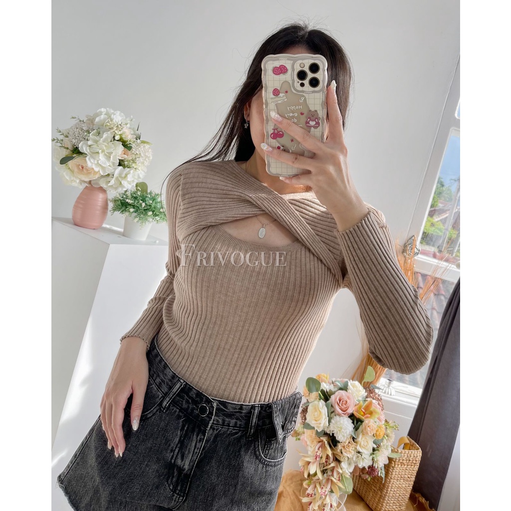 (IMPORT) Cross Knit Top