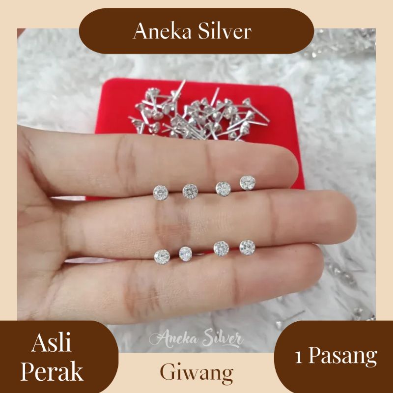 Giwang Mata Burung, Sepuh Emas Putih, Perak 925