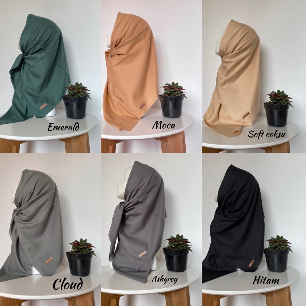 RAYYA SQUARE | HIJAB POLOS SEGIEMPAT AZMYA - JILBAB VOAL MIRACLE LASERCUT LABEL AKRILIK