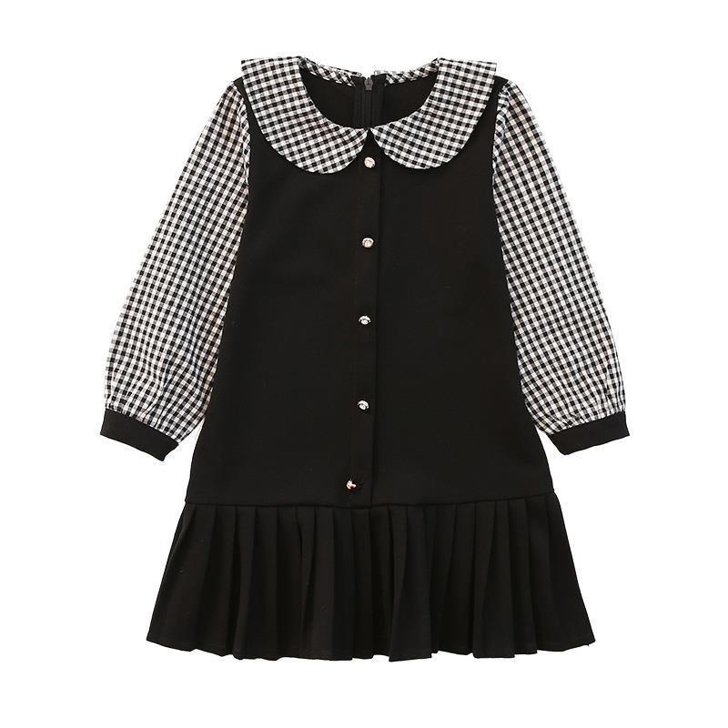 DRESS KIDS PONI / DRESS BLACK / COMBI KATUN KOTAK / LENGAN PANJANG / TERBARU / TERPOPULER