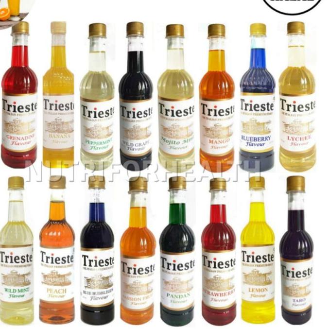 

➥ (650ml) Trieste Syrup HALAL Blue Curacao/Blue Lagoon Mojito Mint Banana Bubblegum Strawberry Mango Peach Lemon ➭