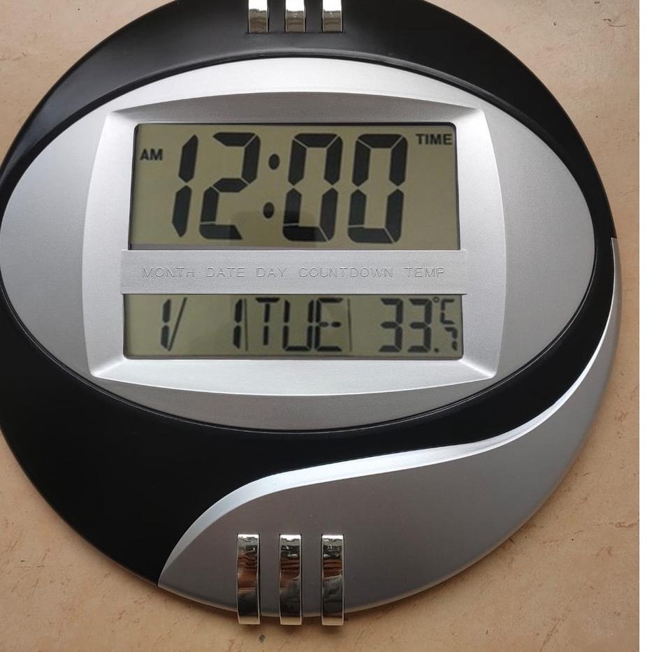 ➻ Jam Dinding Digital Esa 3885 / 3806T - Jam Dinding Digital Bulat - Fitur Lengkap ☼