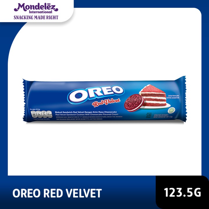 

Oreo Biskuit Red Velvet Regular 119.6g Untuk Jajanan Keluarga