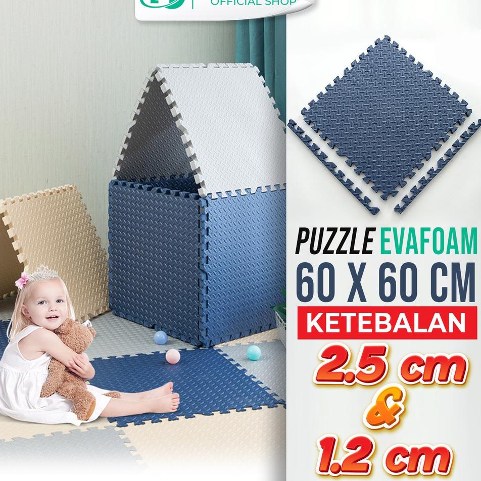 ❉ Hongzhuo Puzzle Evafoam Alas Lantai Polos Premium 60X60 CM Tebal 12MM &amp; 25MM ✩