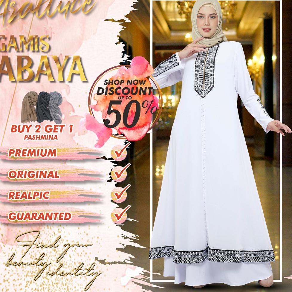 Murah Banget [ ARALLUCE ] Baju Dress Gamis Muslim Wanita 2 IN 1 Abaya Turkey Outer Turki Mewah Elega