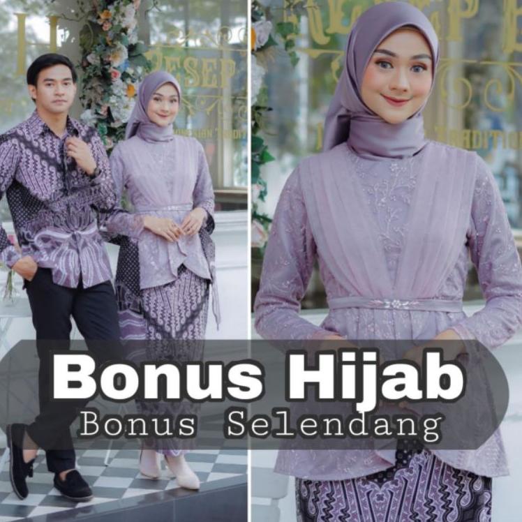 Booming set couple kebaya aveena/set couple kebaya tunangan/set couple kebaya lamaran