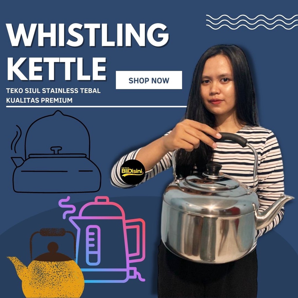 Teko Siul 5 Liter - Ketel Masak Air Ceret Bunyi Whistling Kettle Stainless Tebal