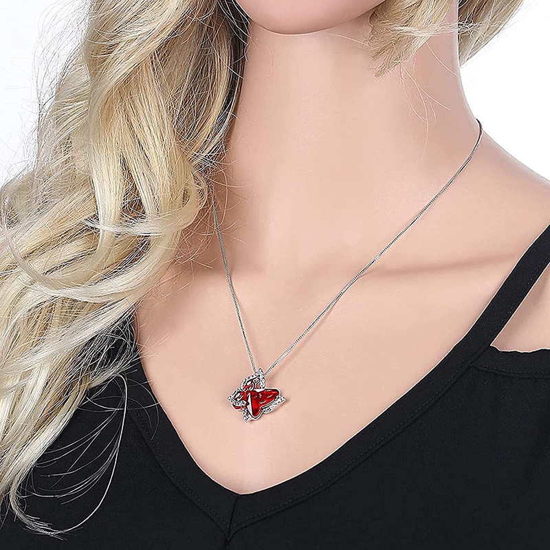[AYBx] Baju Kaos Distro Pria Wanita Lengan Pendek Kalung Kristal Kupu-Kupu Butterfly Choker Necklace Charm Birthstone Pendant Necklace Jewelry