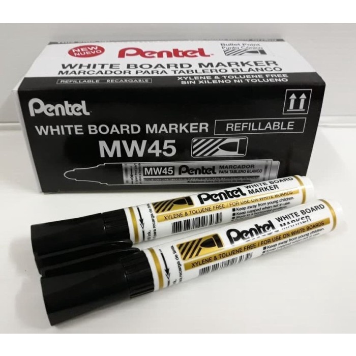 

BISA COD Spidol Pentel Boardmarker MW45 - Hitam (Pack 12 Pcs)