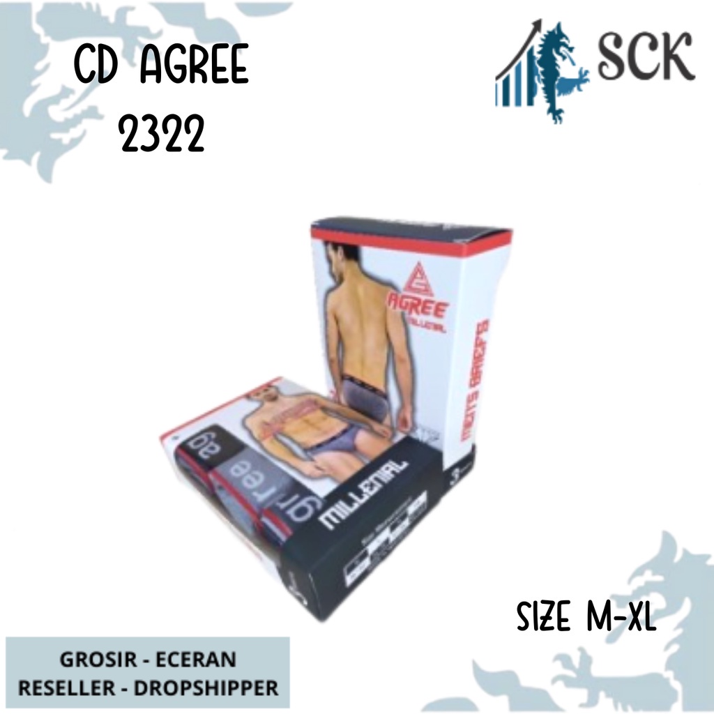 [ISI 3] CD Pria AGREE 2322 Sport / Celana Dalam Pinggan Karet Model Boxer / Pakaian Dalam Cowok - sckmenwear GROSIR