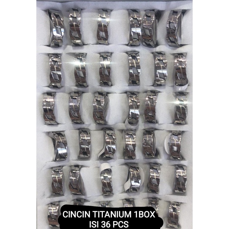 CINCIN TITANIUM GROSIR 1 BOX ISI 36 PCS UKURAN 16 SAMPAI 19 / DUNIA GELANG TERBARU