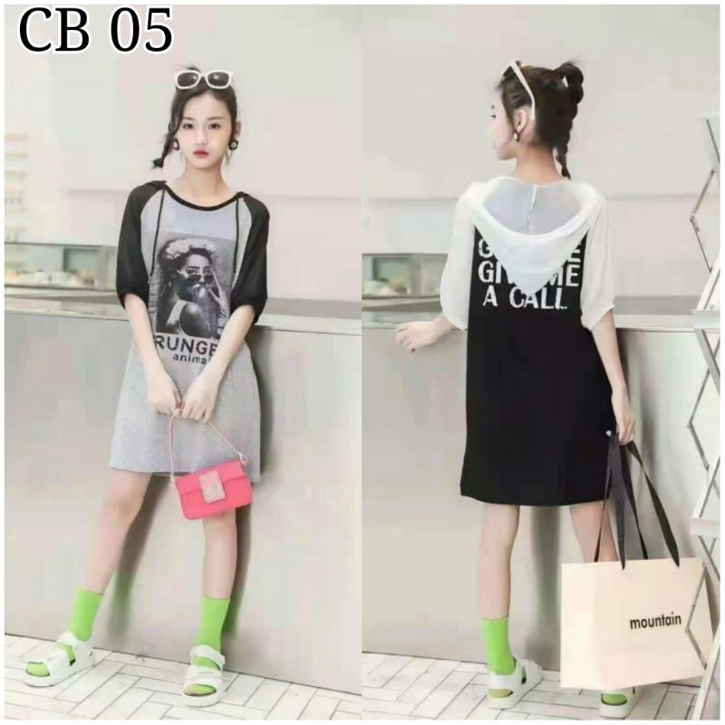 Dress/terusan/gaun anak  hoodie korean style import premium 8-9 tahun warna abu