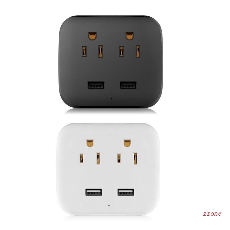 Zzz Universal US Plug Soket Listrik Power Strip Untuk Asrama Rumah Kantor Dengan 2pcs AC-Outlet 2port USB Surge Protecto