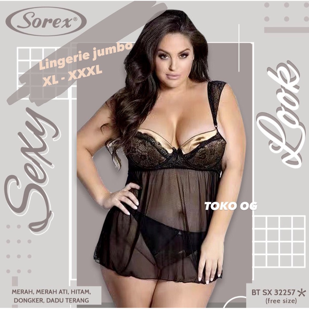 LINGERIE BIG SIZE BAJU TIDUR SEKSI TRANSPARANT BESAR JUMBO SEXY SOREX 32257 Setara XXXL XXL XL Toko 