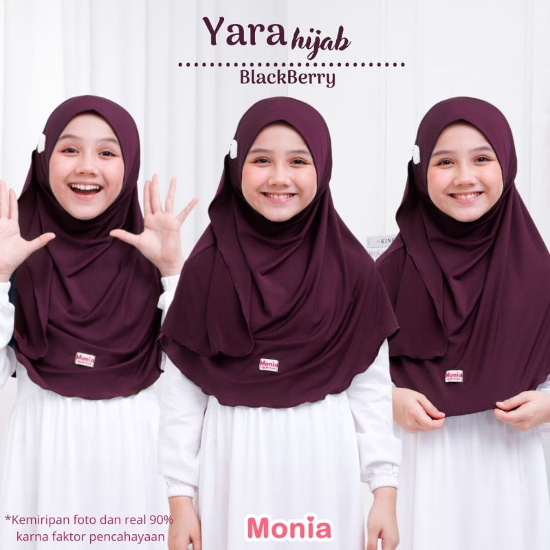 Yara Hijab by Monia Hijab Kids Blackberry size MLXL | Hijab Instant Terbaru