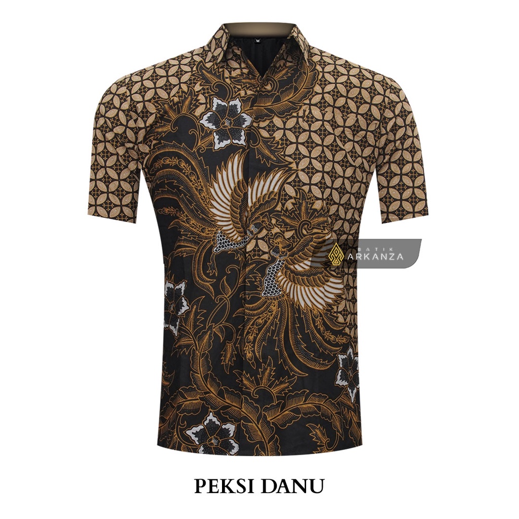 BATIK ARKANZA Motif PEKSI DANU Hem Atasan Kemeja Baju Batik Premium Pria Cowok Laki Laki Slimfit Full Lapis Furing Tangan Lengan Panjang Lengan Pendek Original Asli Solo Laweyan