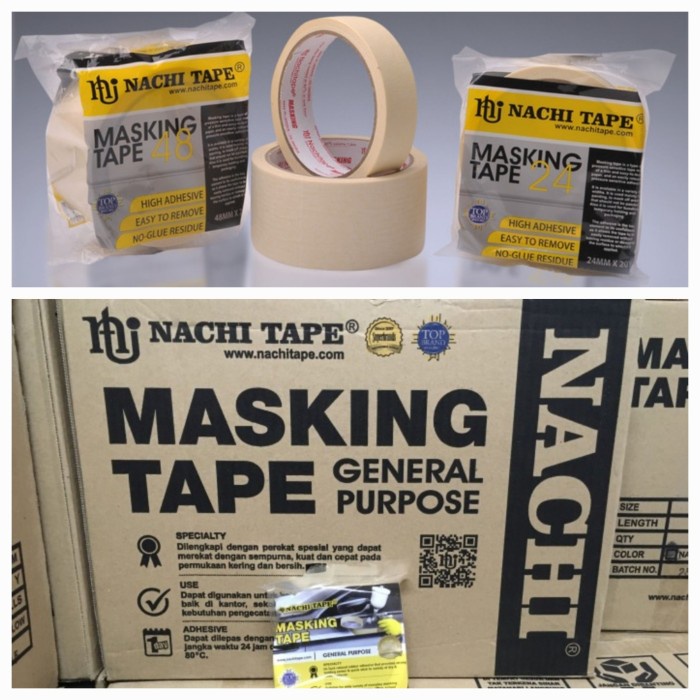 

Tape Lakban Kertas Nachi 1 Inch / 24Mm X 20Y Khusus Harga Per 1 Dus