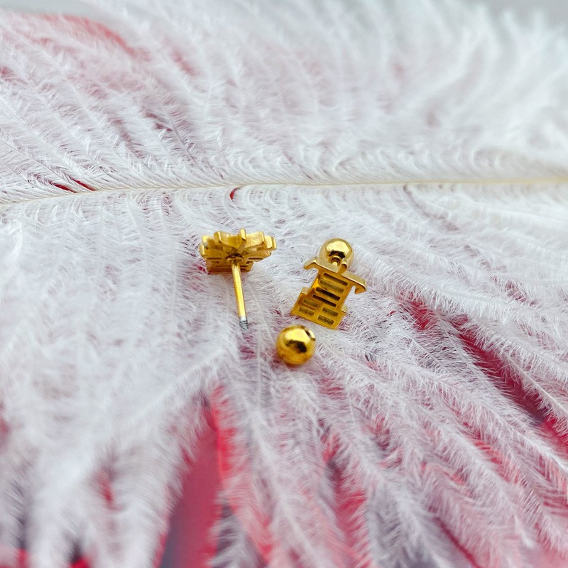 Anting Stud Desain Bola Kacang Polong Bahan Baja Medis Anti Pudar