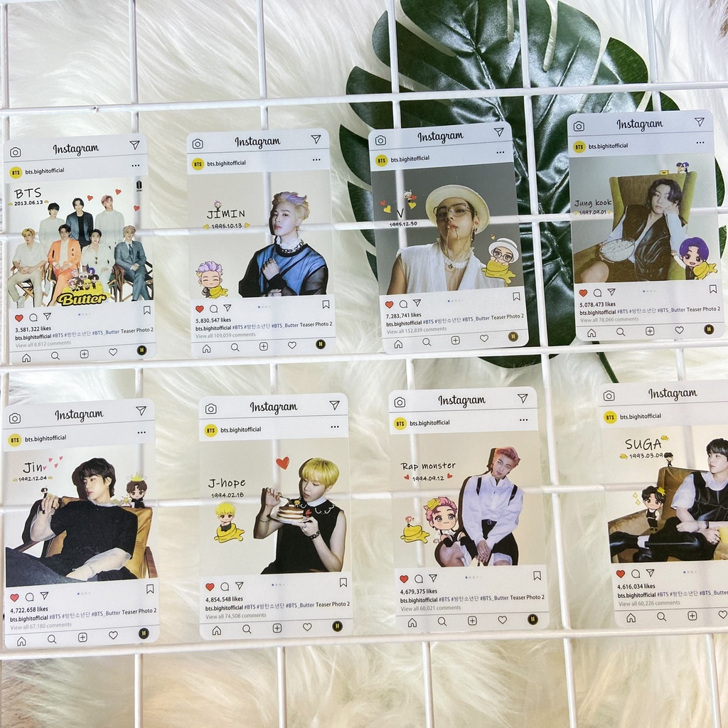 8pcs/set B T S Album Butter Matte Photocard V JIN JIMIN RM JK J-HOPE SUGA PVC Card Transparan Bening Kpop Postcard