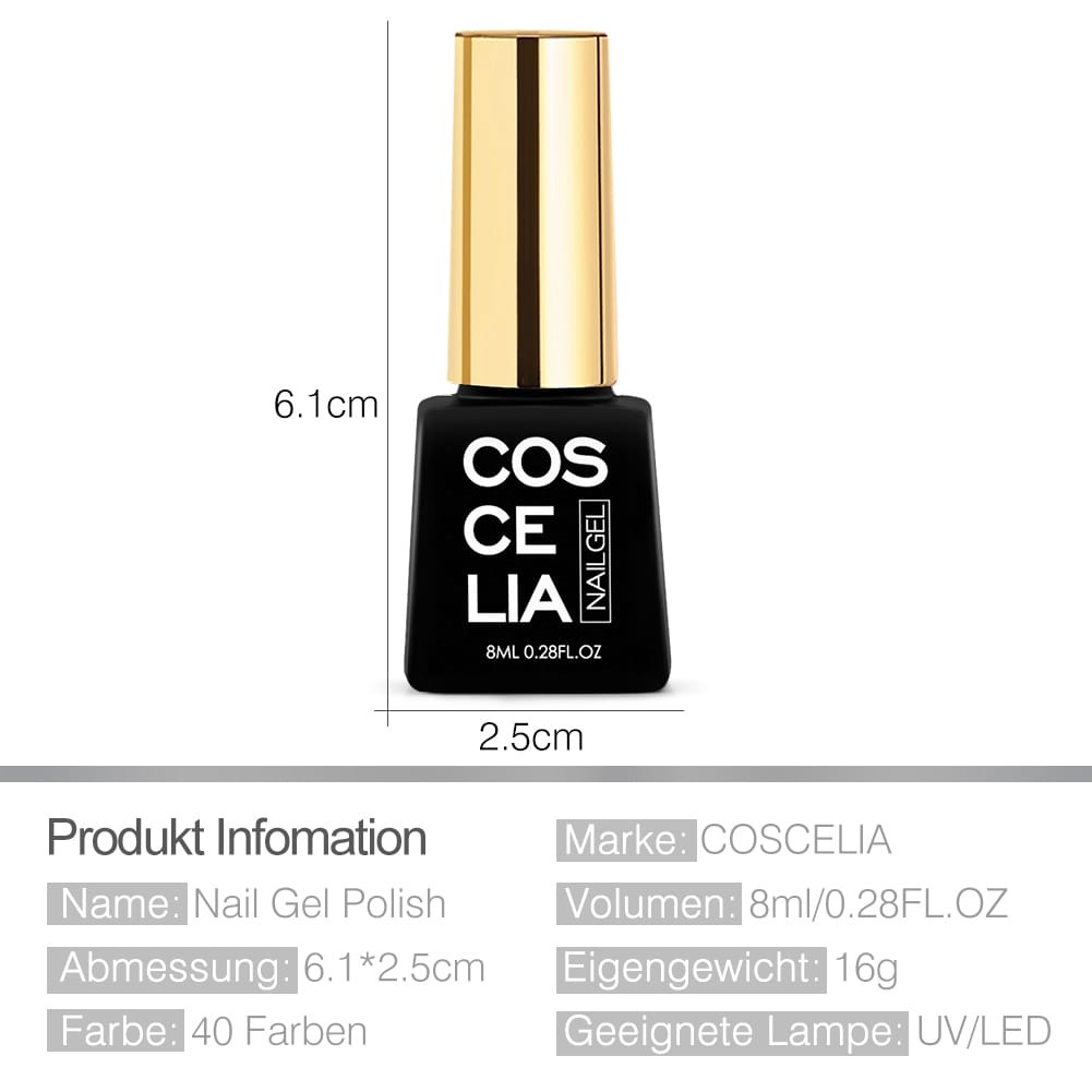 (01-40) COSCELIA Nail Gel Polish UV LED 8 ml / Kutek / Cat Kuku Bagus