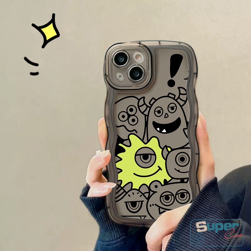 Case Untuk Realme c55 5 9 9Pro+9i 7i 5i 7 8i 6i 8Pro 10 C33 C25Y C15 C21Y C12 C25 C11 C30 C25s C17 C20 C20A C3 Kartun Monster Kecil Yang Lucu Wavy Edge Soft TPU Cover