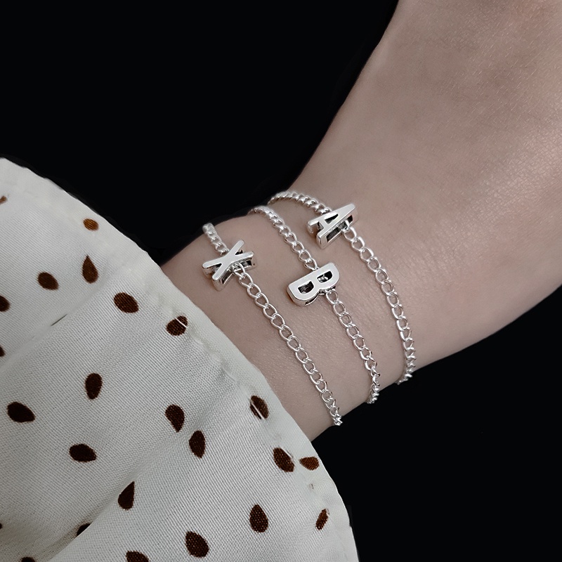 Gelang Bangle Inisial Huruf A-Z Untuk Wanita Alfabet Charm Bracelets Perhiasan Personalisasi