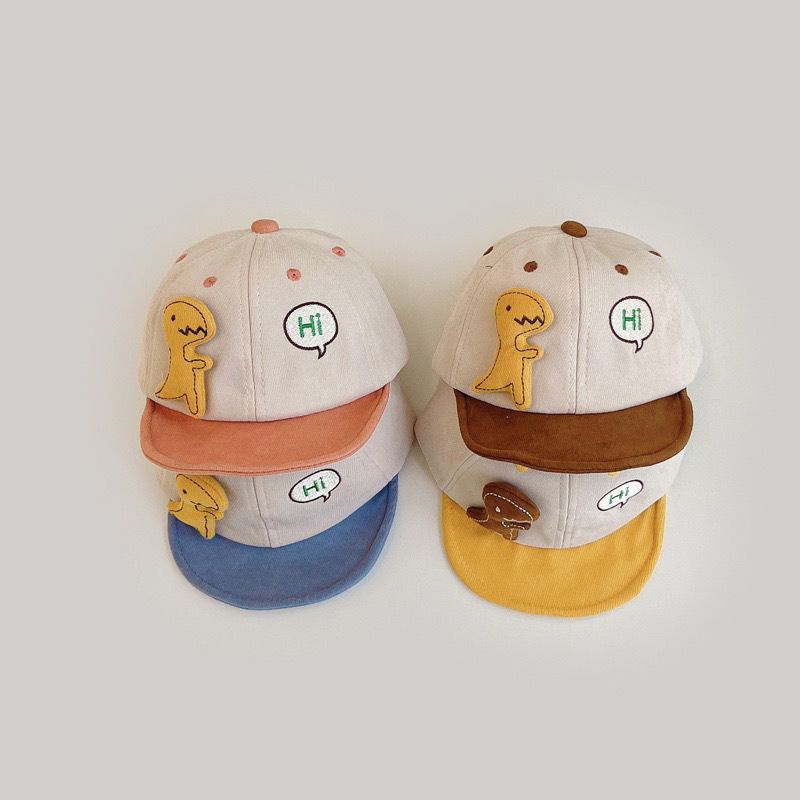 Topi baseball anak lucu unisex motif HI DINO untuk usia 0-2 tahun import keren