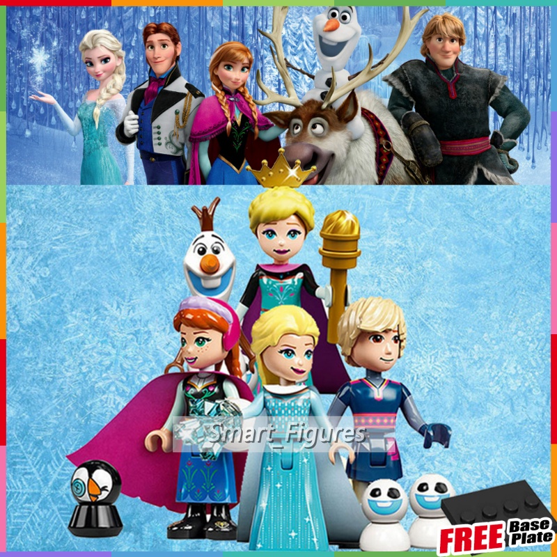 Frozen Princess Anna Elsa Minifigures Blok Bangunan Kristoff Olaf Hans Disney Gadis Seri Mini Angka Mainan Hadiah