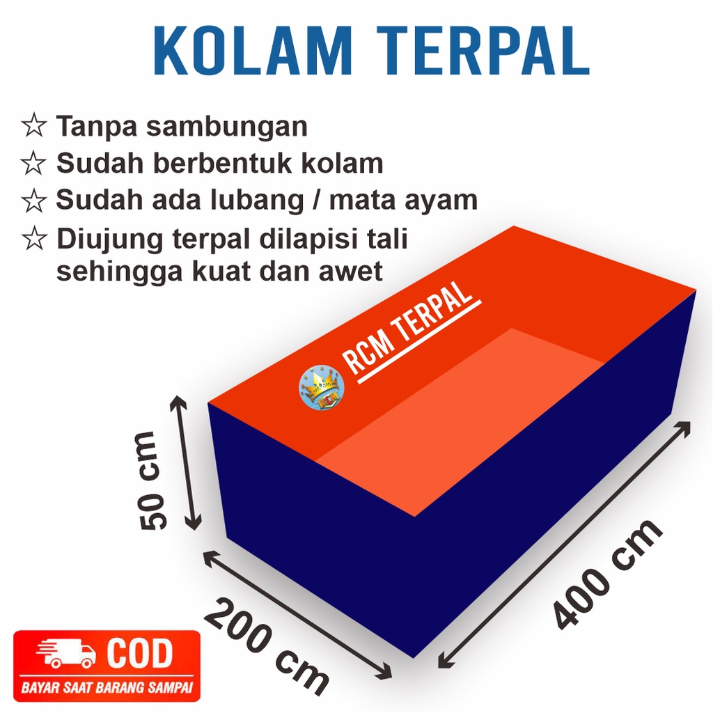 Kolam Terpal kotak  2x4x0,5 / 4x2x0,5 cocok untuk budidaya ikan gurame dll