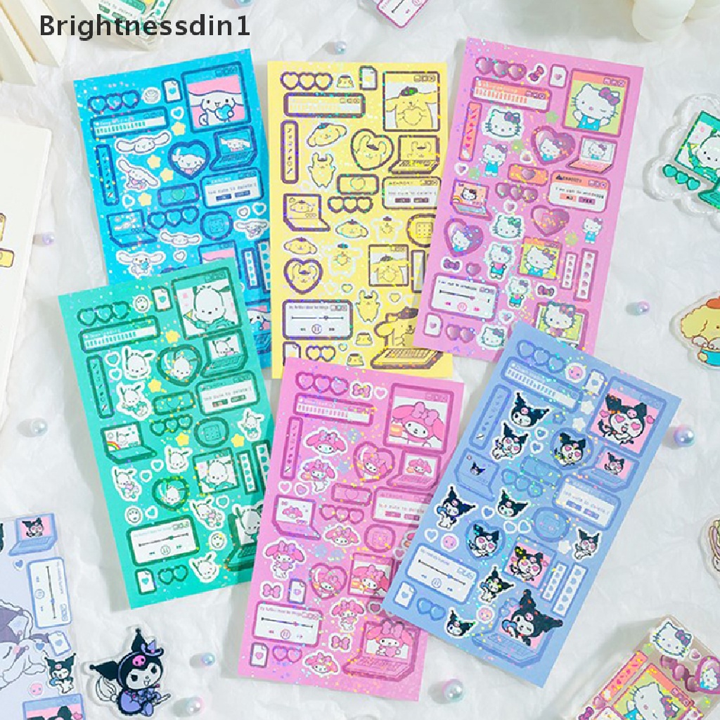 [Brightnessdin1] Sanrio Sticker Cinnamoroll Kuromi My Melody Hello Kitty Pachacco Pompompurin Dekorasi Stiker Planner Japanese Diary Boutique