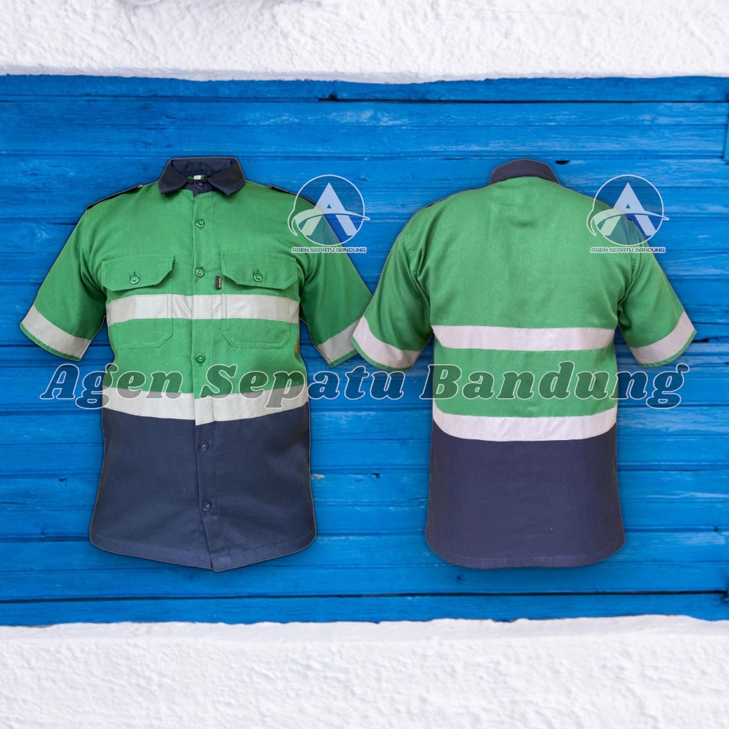 Kemeja Kombinasi Pendek Atasan Kombinasi Lengan Pendek Baju Safety Wearpack Atasan Lengan Pendek Kombinasi