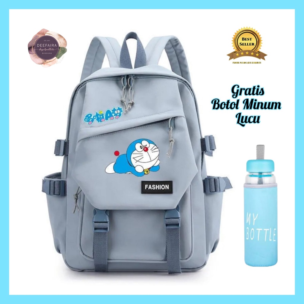 Tas Sekolah Anak Perempuan Motif Fashion D0raem0n Free Botol Minum Untuk Sd Smp Sma