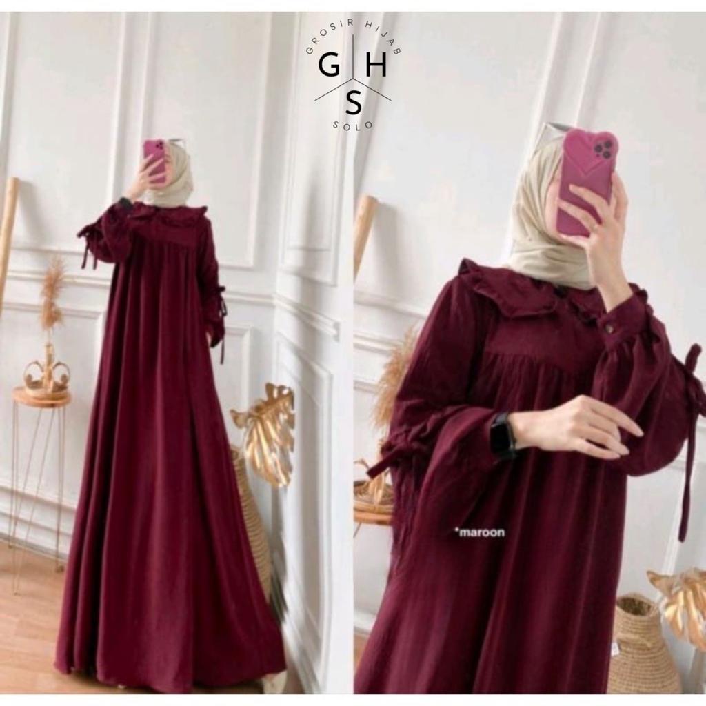 (DBY) GAMIS YUSRIA OVERSIZE LENGAN BALON BUSUI DRESS WANITA CRINCLE AIRFLOW