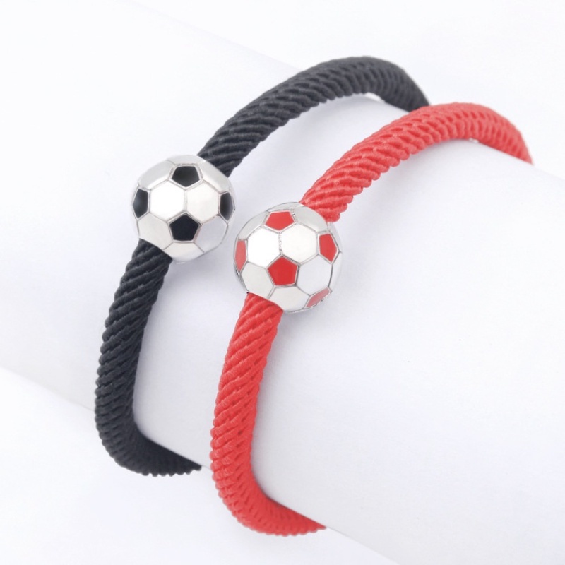 Gelang Tangan Epoxy Motif Bola Sepak Mini Gaya Eropa / Amerika Untuk Pasangan / Pria / Wanita