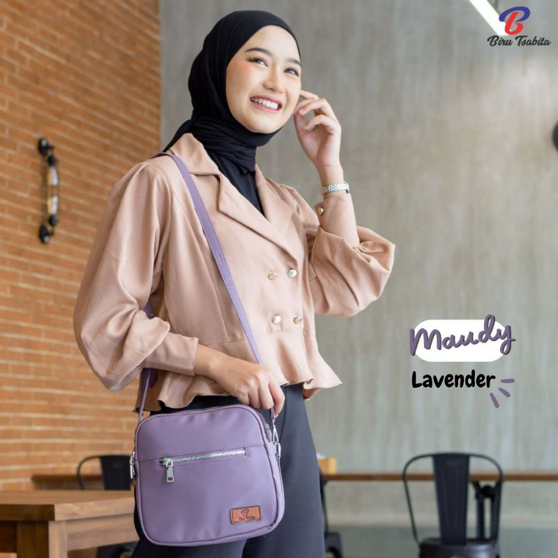 Biru Tsabita Maudy Tas Slempang Wanita 2 resleting Besar