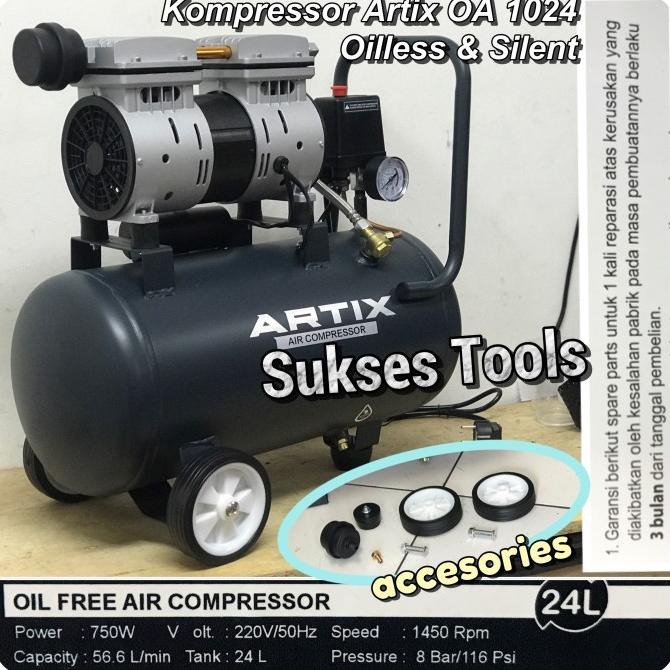 Artix Oa 1024 Oa1024 Kompressor Oilless Kompressor Silent 1 Hp 24 L -