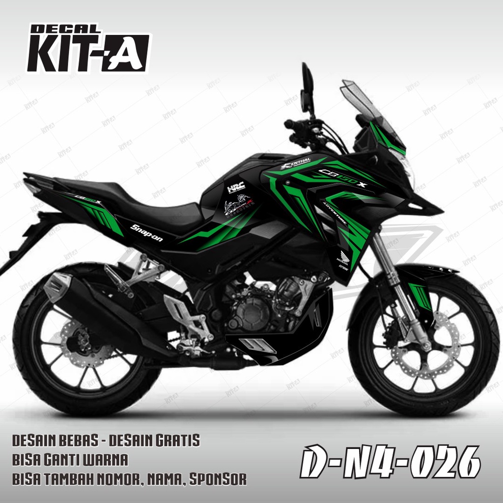 Decal Sticker - Stiker Dekal CB150X MOTIF GRAFIS HITAM LIS HIJAU D-N4-026