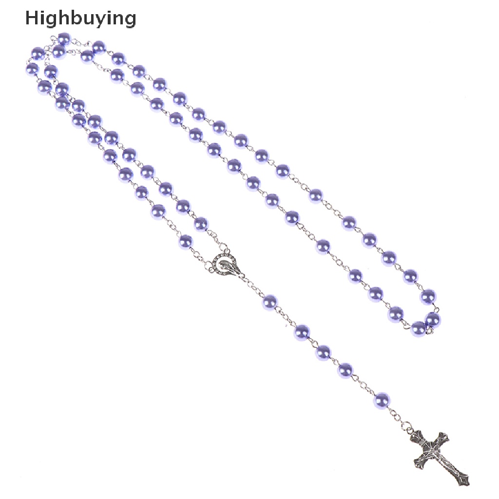 Hbid Kalung Salib Rosario Beads Mutiara Liontin Katolik Virgin Mary Perhiasan Kristen Glory