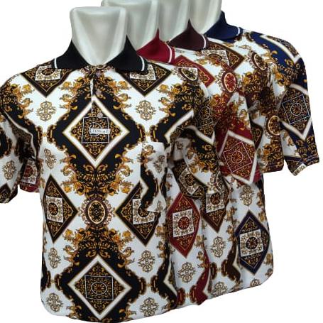 (Bisa Cod) Kaos Kerah Pria Lengan Pendek Motif Batik e03 Baju Krah Polo Shirt Dewasa - Big Sale .